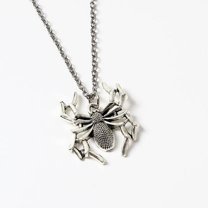 Exaggerated Spider Design Halloween Pendant Necklace