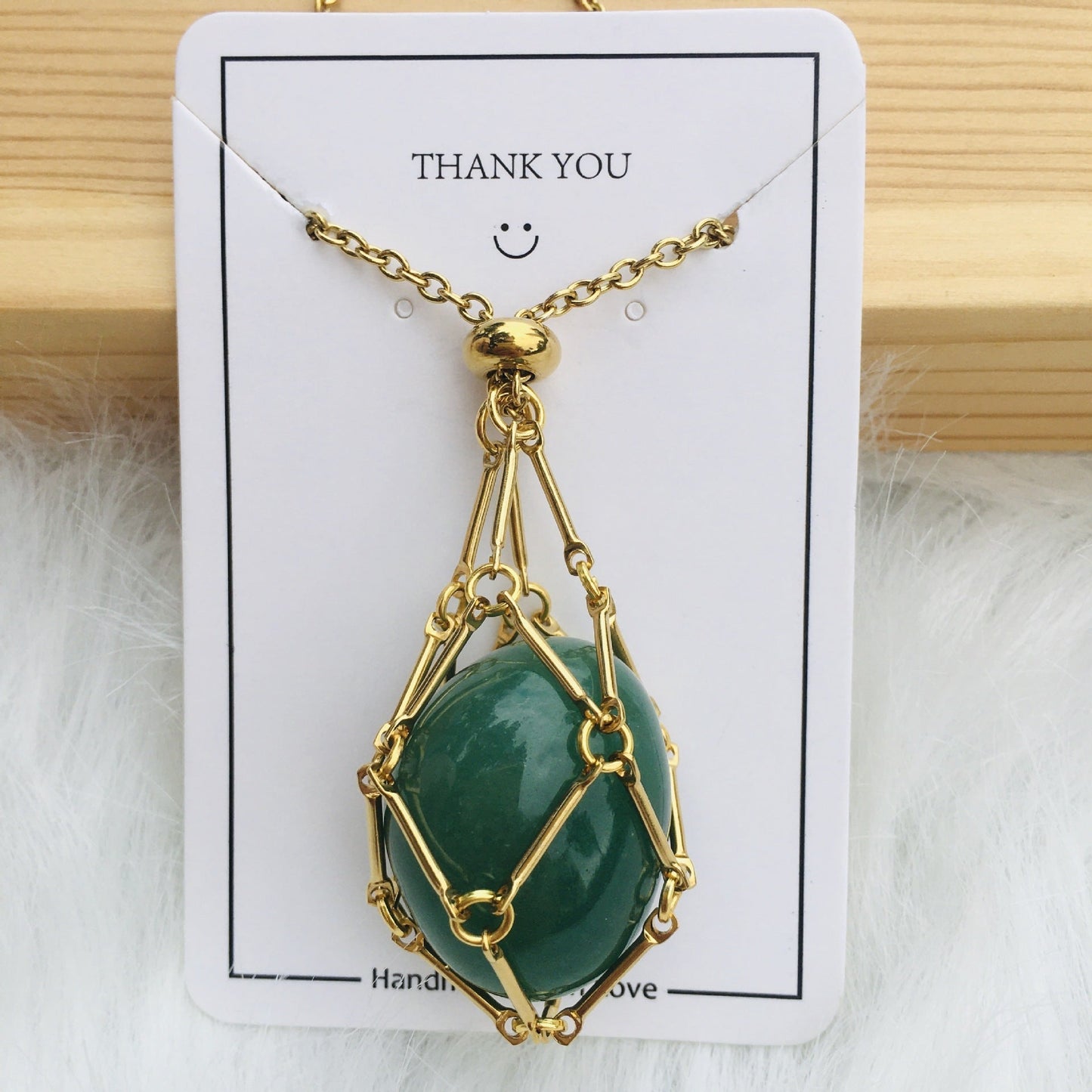 Handmade Natural Crystal Mesh Bamboo Necklace