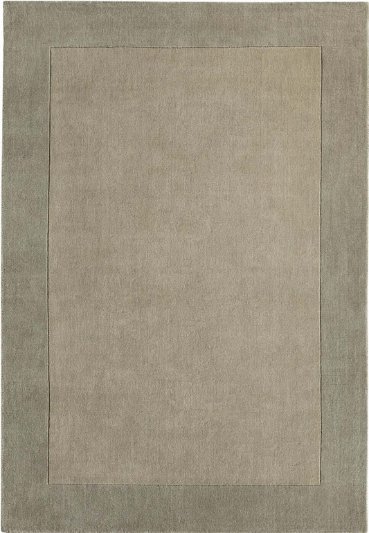 Bordered Taupe Wool Rug
