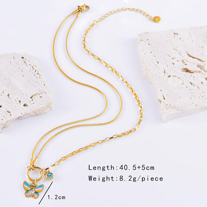 Vacation Style Colorful Butterfly Necklace & Bracelet Set