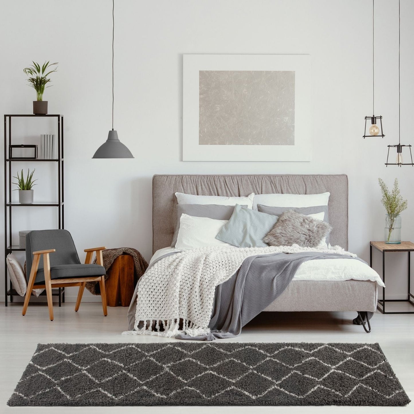 Moroccan Dark Grey Shaggy Rug | 840