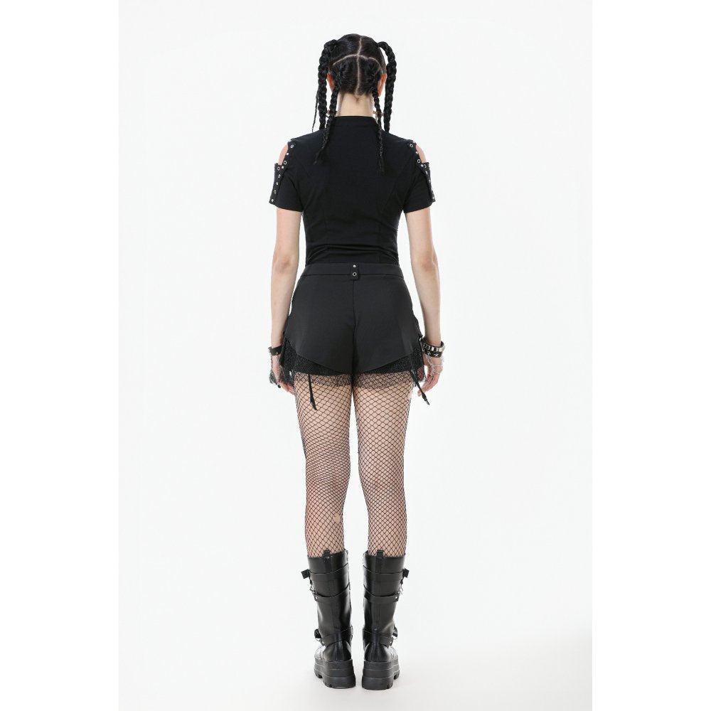 Dark in Love Lace-Up Layered Goth Convertible Flare Trousers or Shorts