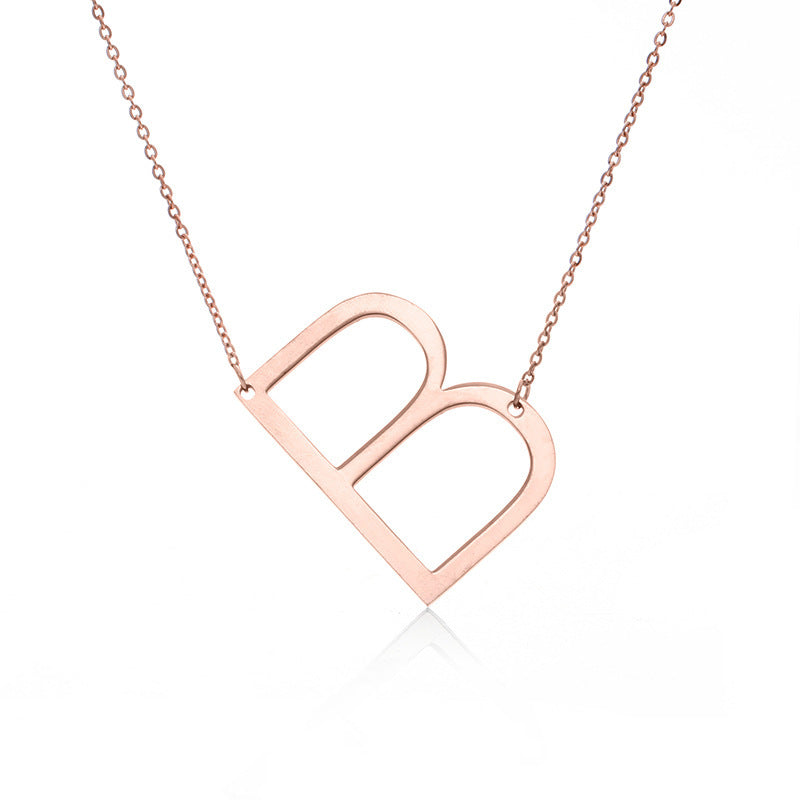 Big Initial Letter Pendant Necklace, Gold Silver, and Rose Gold