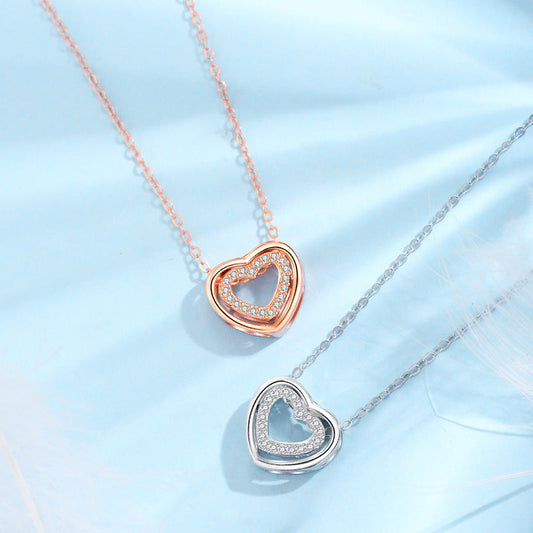 Double Heart Pendant Necklace