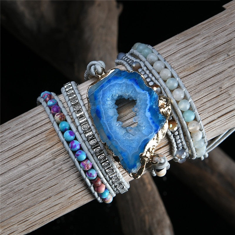 Boho Bracelet with Natural Stones Charm