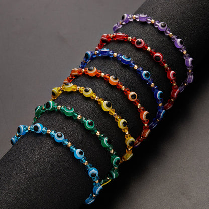 Evil Eye Crystal Beaded Adjustable Bracelet