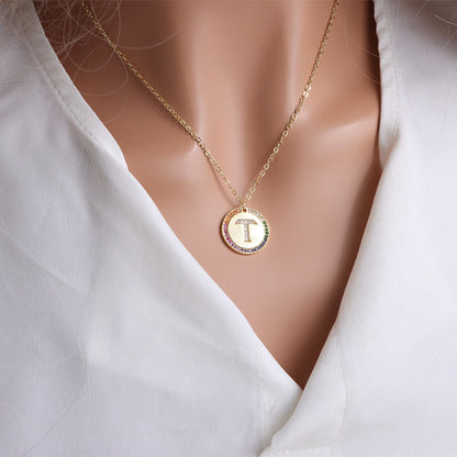 A-Z Round Necklace with Colourful Crystals