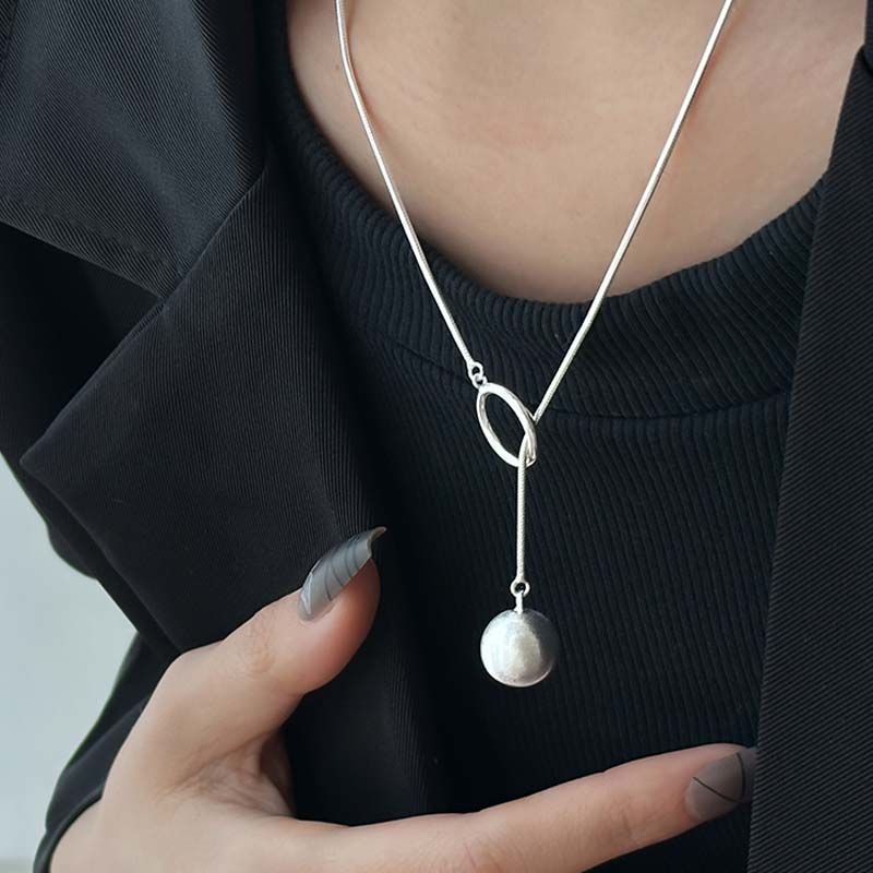 Round Ball Ring Long Necklace
