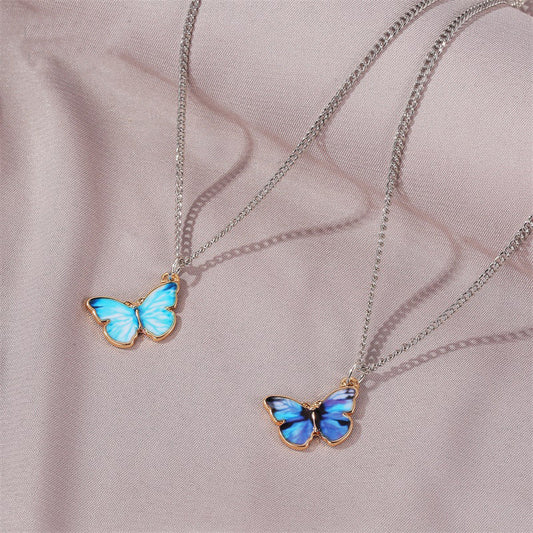 Butterfly Pendant Necklace & Bracelet Set