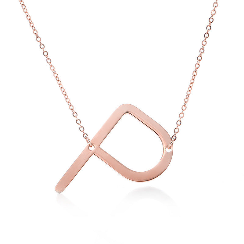 Big Initial Letter Pendant Necklace, Gold Silver, and Rose Gold