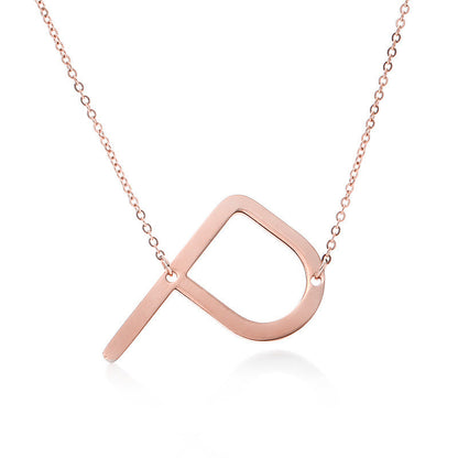 Big Initial Letter Pendant Necklace, Gold Silver, and Rose Gold