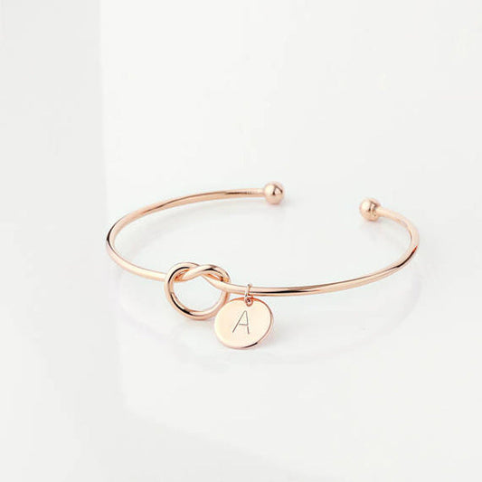 Personalized Initial Heart Knot Bracelet