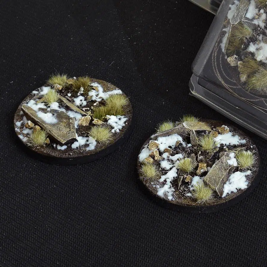 Gamers Grass Battle Ready Bases Winter Round 60mm (x2)
