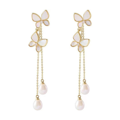 Pearl Butterfly Earrings for Women