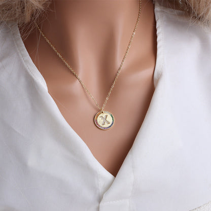 A-Z Round Necklace with Colourful Crystals