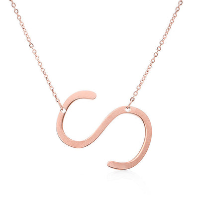 Big Initial Letter Pendant Necklace, Gold Silver, and Rose Gold
