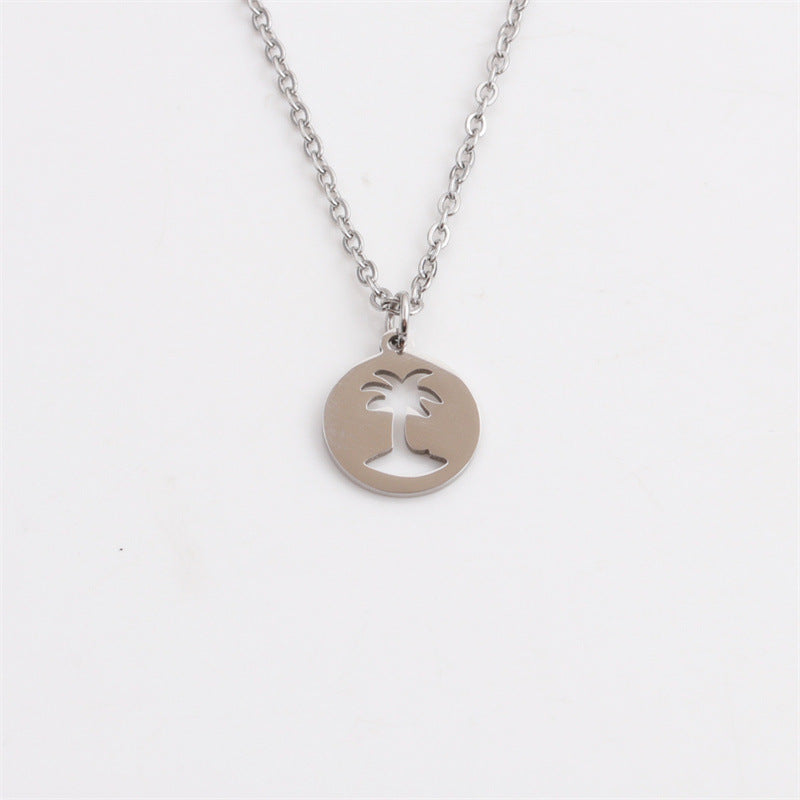 Hollow Coconut Tree Pendant Necklace