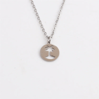 Hollow Coconut Tree Pendant Necklace