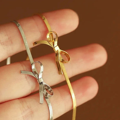 Bowknot Snake Chain Necklace, Bracelet, Earring Set