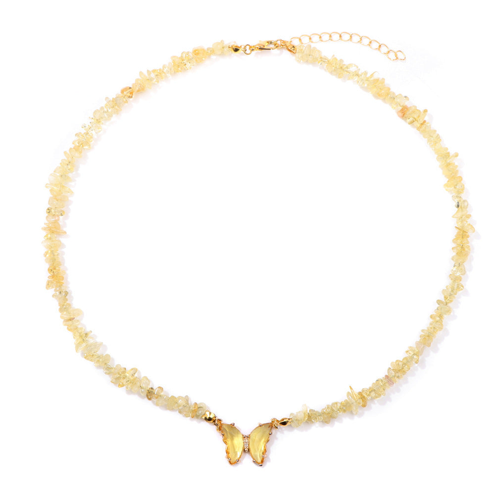 Simple and Versatile Butterfly Natural Stone Necklaces