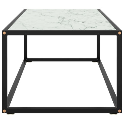 Coffee Table Black with White Marble Glass 100x50x35 cm