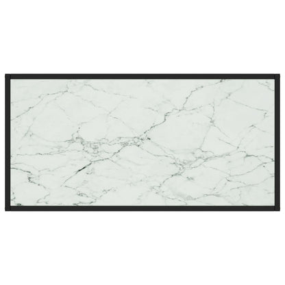 Coffee Table Black with White Marble Glass 100x50x35 cm