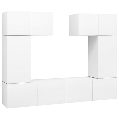 6 Piece TV Cabinet Set White Engineered Wood