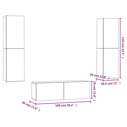 3 Piece TV Cabinet Set Concrete Grey Engineered Wood