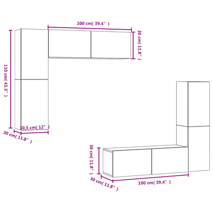 4 Piece TV Cabinet Set Concrete Grey Engineered Wood