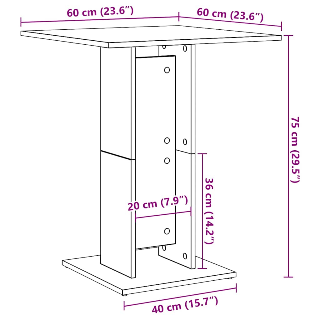 Bistro Table Grey Sonoma 60x60x75 cm Engineered Wood
