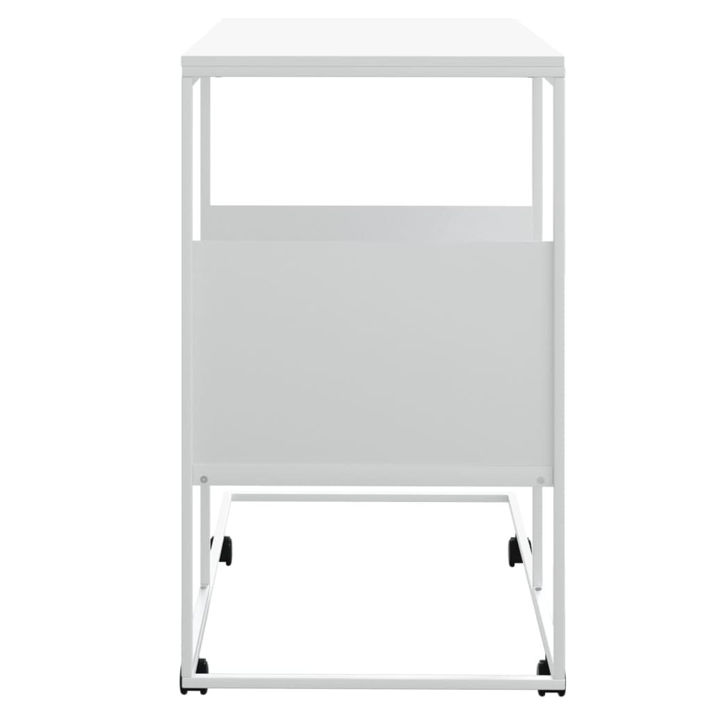 Side Table with Wheels White 55x36x63.5 cm Engineered Wood