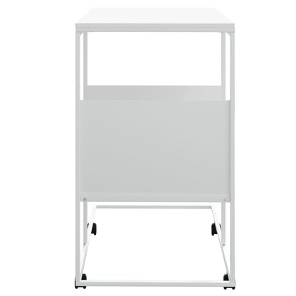 Side Table with Wheels White 55x36x63.5 cm Engineered Wood
