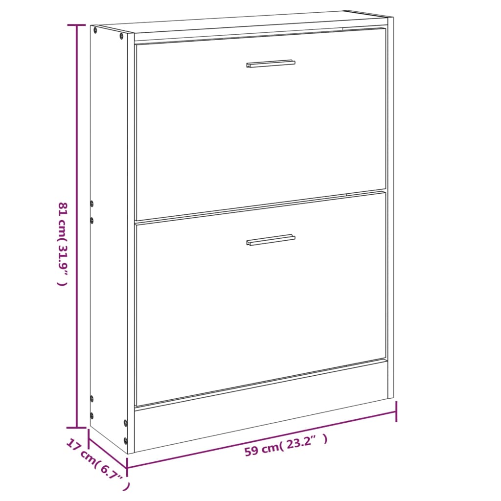 Shoe Cabinet Concrete Grey 59x17x81 cm Engineered Wood