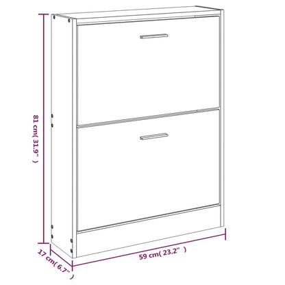 Shoe Cabinet Concrete Grey 59x17x81 cm Engineered Wood
