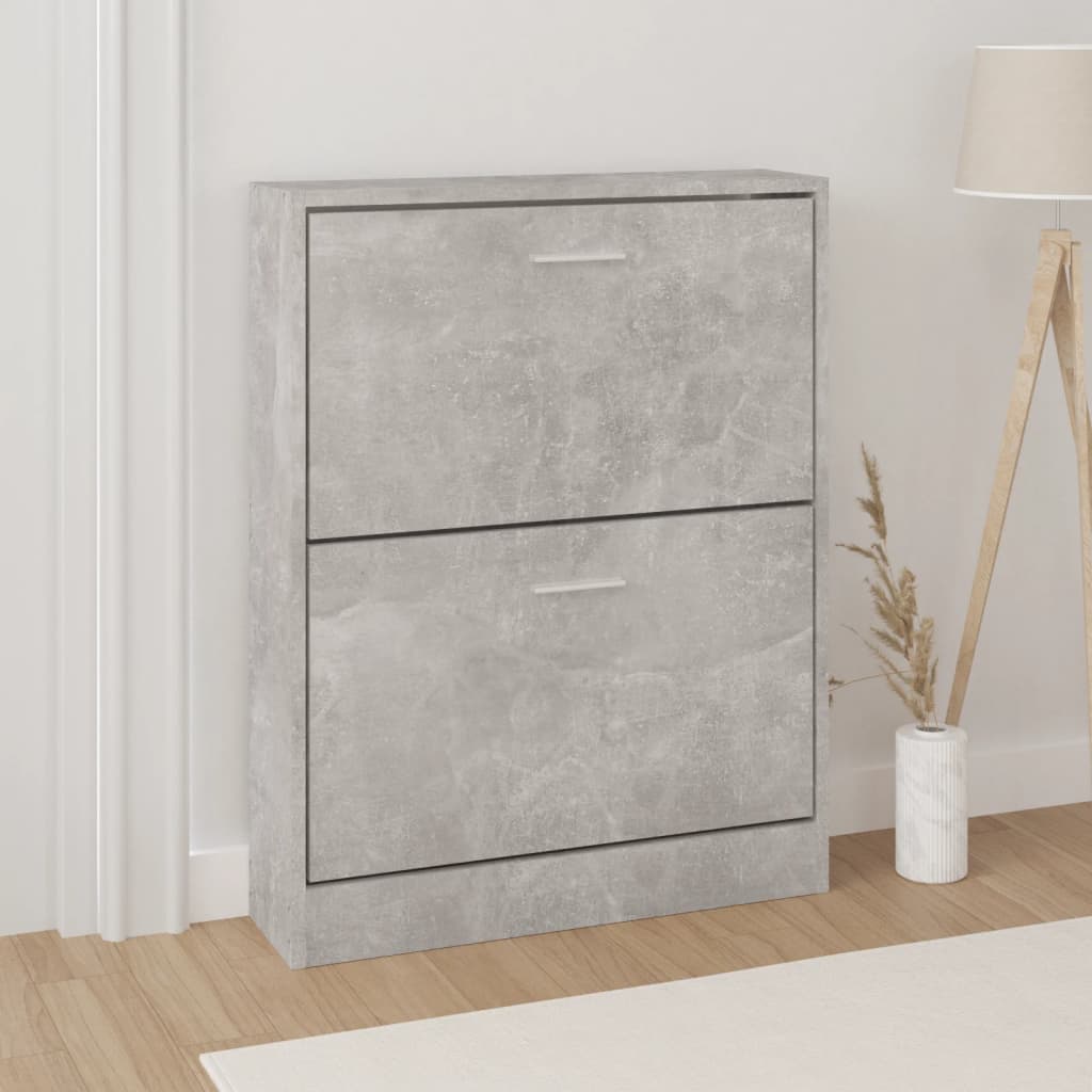 Shoe Cabinet Concrete Grey 59x17x81 cm Engineered Wood