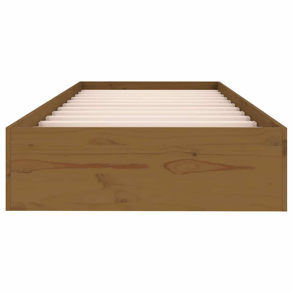 Bed Frame without Mattress Honey Brown Solid Wood 75x190 cm Small Single