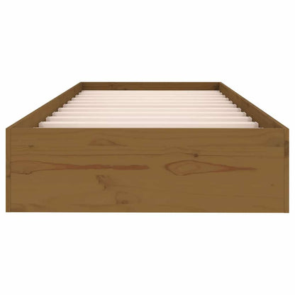 Bed Frame without Mattress Honey Brown Solid Wood 75x190 cm Small Single