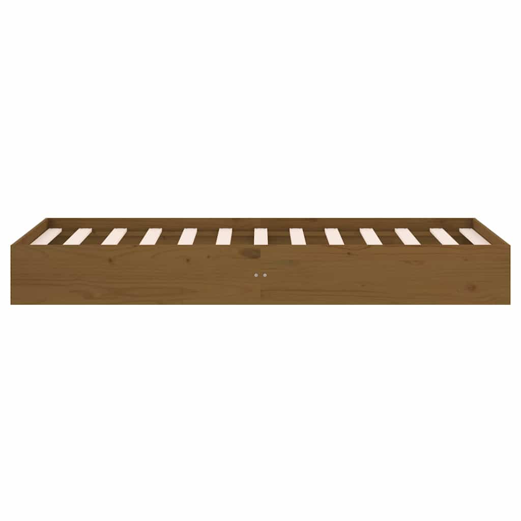 Bed Frame without Mattress Honey Brown Solid Wood 75x190 cm Small Single