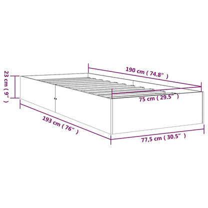 Bed Frame without Mattress Honey Brown Solid Wood 75x190 cm Small Single