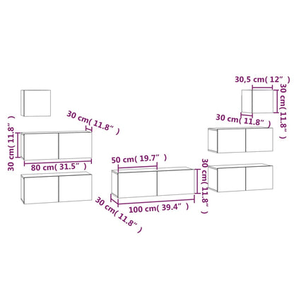 7 Piece TV Cabinet Set Concrete Grey Engineered Wood