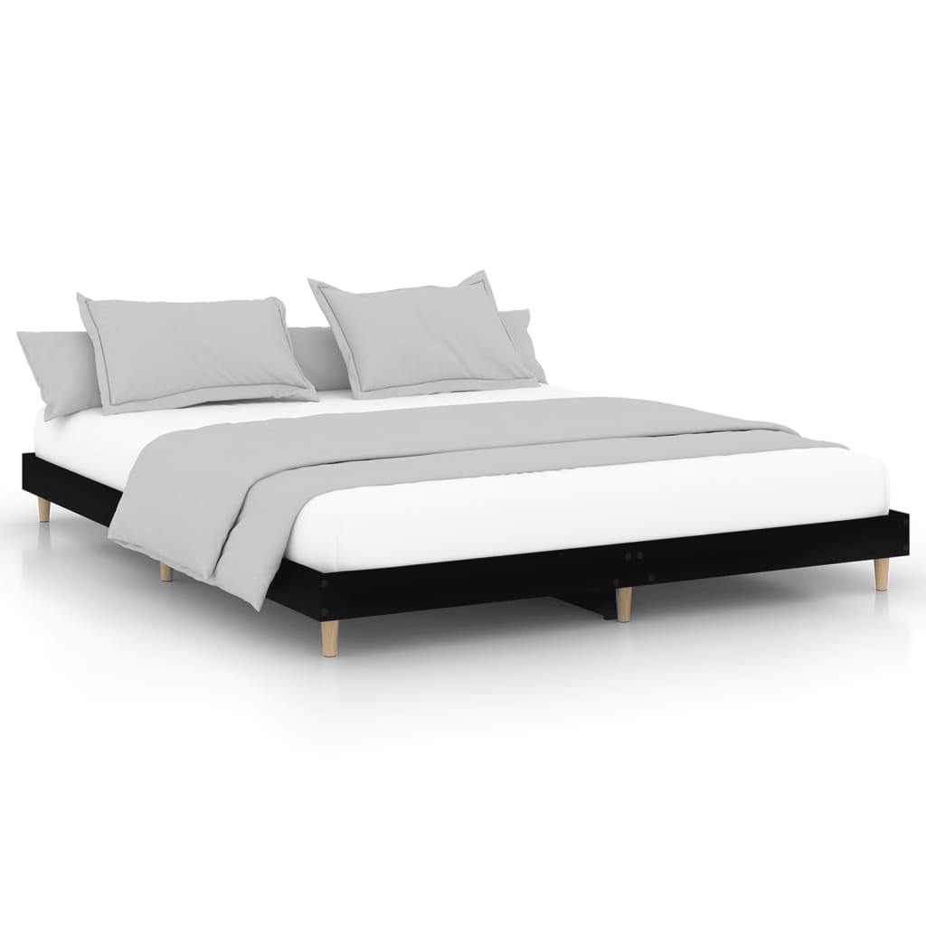 Bed Frame without Mattress Black 150x200 cm King Size Engineered Wood