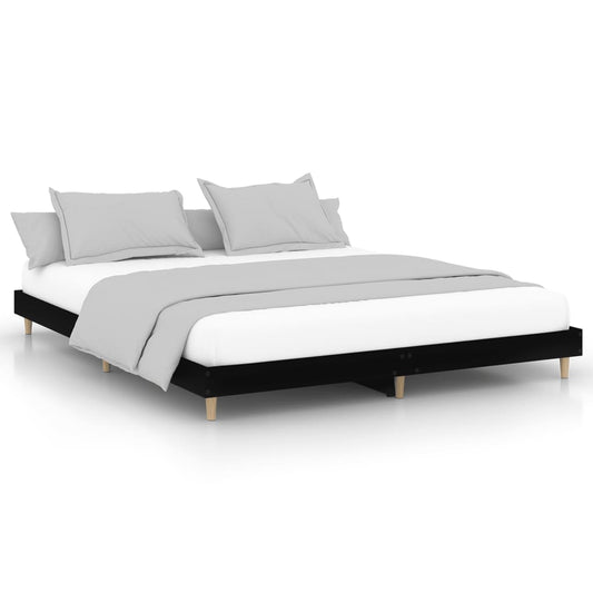 Bed Frame without Mattress Black 150x200 cm King Size Engineered Wood