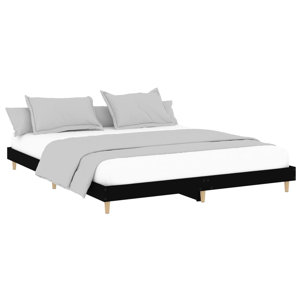 Bed Frame without Mattress Black 150x200 cm King Size Engineered Wood