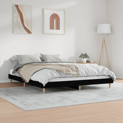 Bed Frame without Mattress Black 150x200 cm King Size Engineered Wood