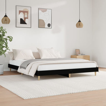Bed Frame without Mattress Black 150x200 cm King Size Engineered Wood