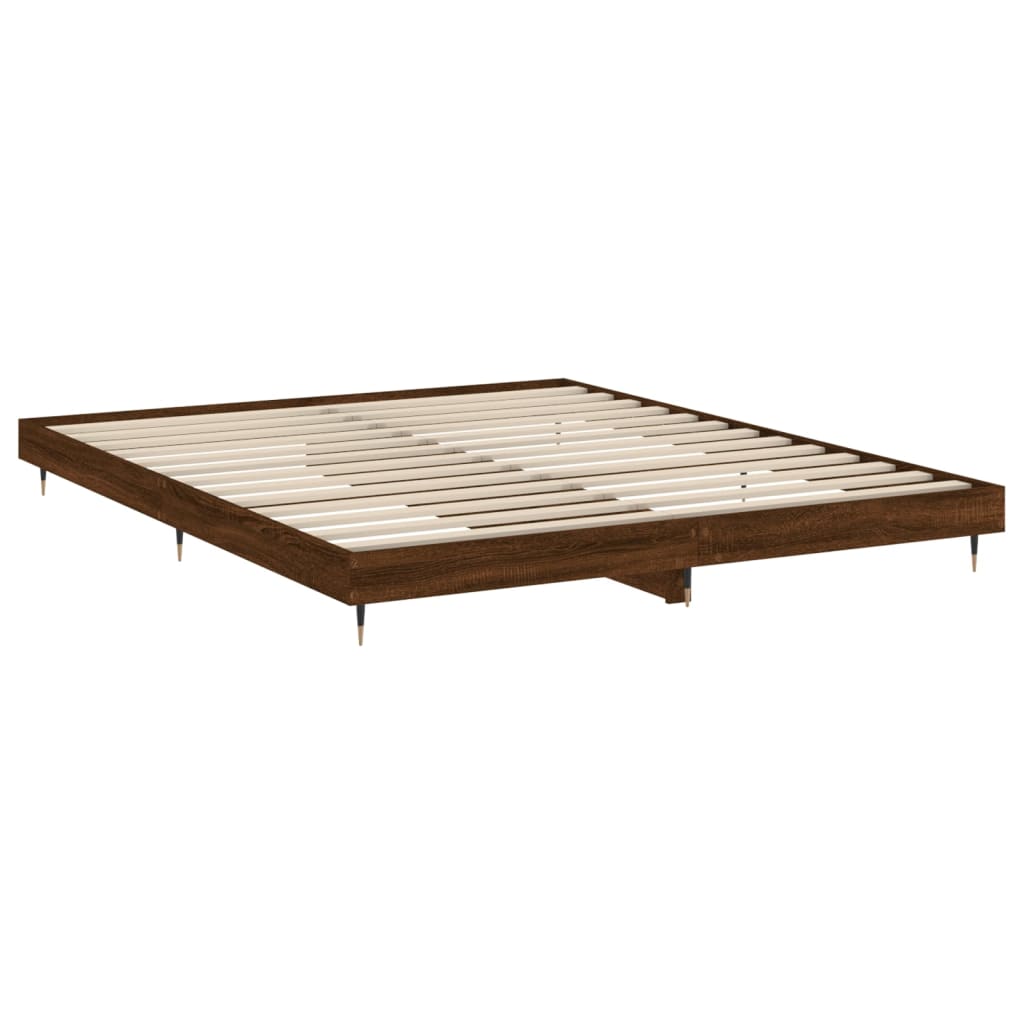 Bed Frame without Mattress Brown Oak 200x200 cm Engineered Wood