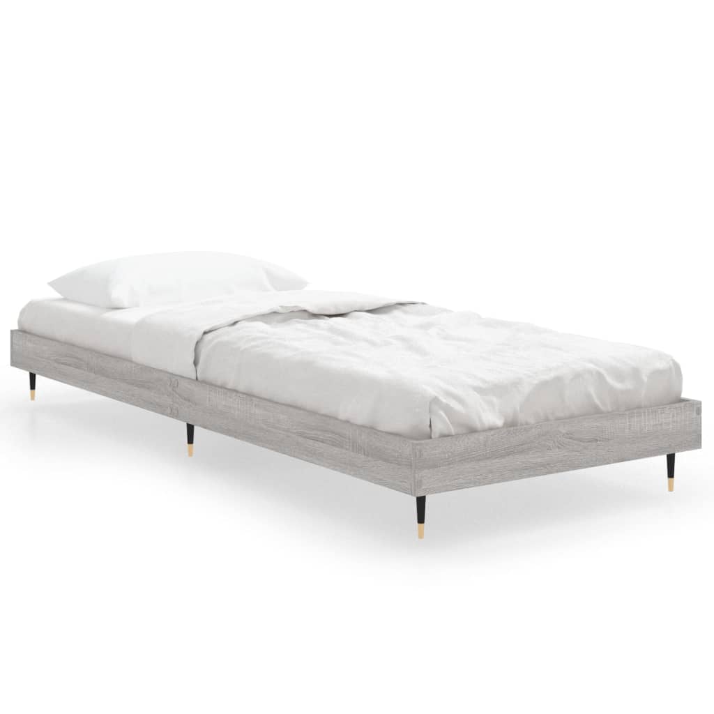 Bed Frame without Mattress Grey Sonoma 75x190 cm Small Single Engineered Wood