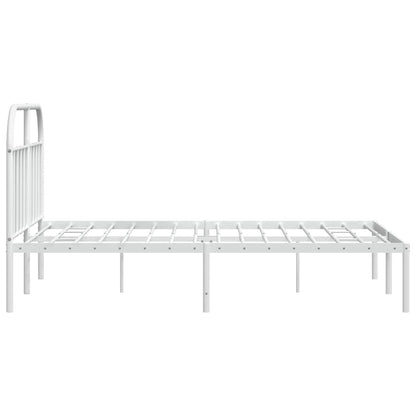 Metal Bed Frame without Mattress with Headboard White 150x200cm