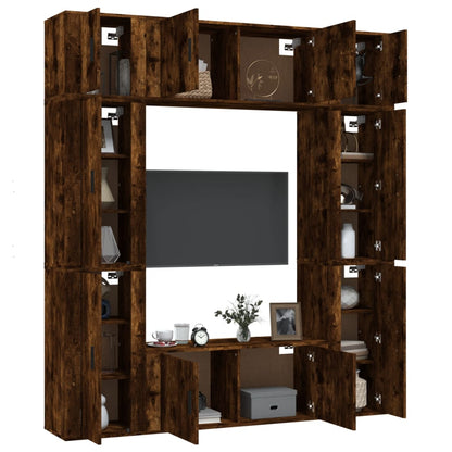 8 Piece TV Cabinet Set Smoked Oak Engineered Wood
