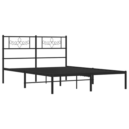 Metal Bed Frame without Mattress with Headboard Black 120x190cm